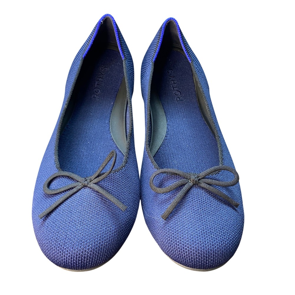 Rothys The Bow Flat Navy Blue Round Toe Knit Ballet Flats Womens Size 9 - Picture 8 of 11